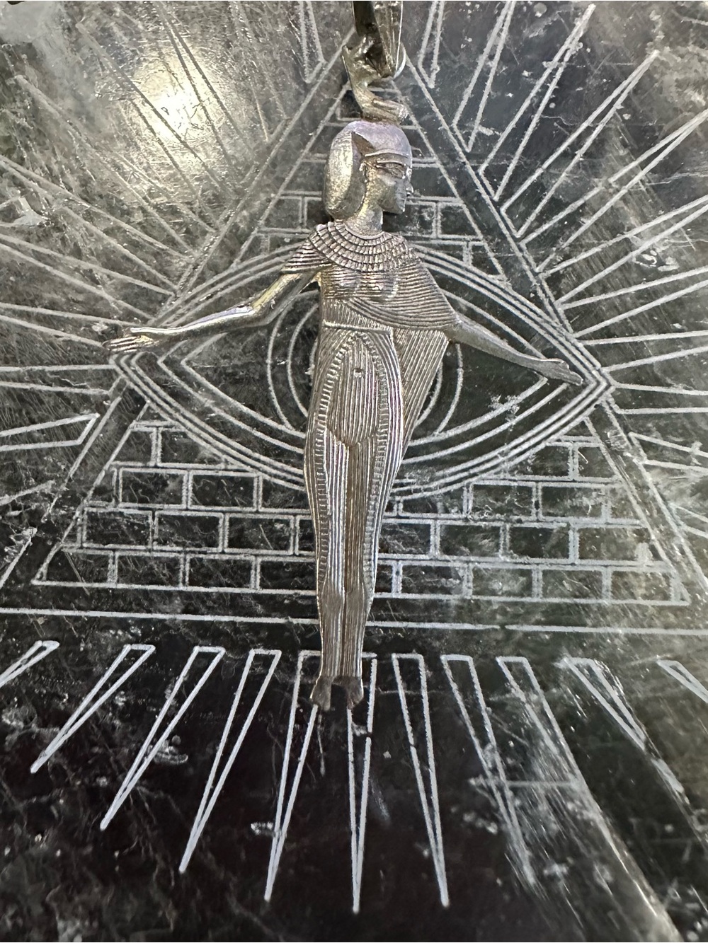 Vintage Egyptian Goddess Pendant Sterling Silver